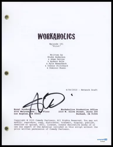 ADAM DEVINE “WORKAHOLICS” AUTOGRAPH SIGNED COMPLETE PILOT EPISODE SCRIPT ACOA COLLECTIBLE MEMORABILIA