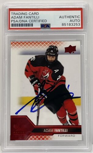 ADAM FANTILLI SIGNED 2022 UPPER DECK TEAM CANADA JUNIORS RC PSA/DNA SLABBED COLLECTIBLE MEMORABILIA