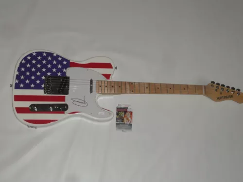 ADAM LEVINE SIGNED USA FLAG ELECTRIC GUITAR MAROON 5 RARE JSA COA COLLECTIBLE MEMORABILIA