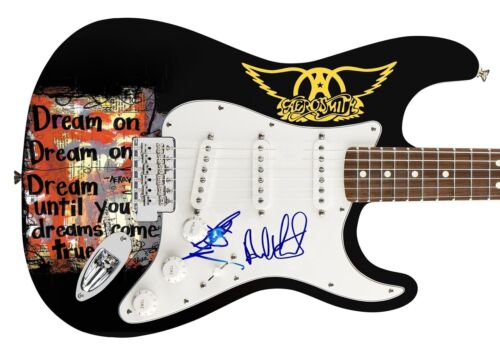 AEROSMITH AUTOGRAPHED DREAM ON PHOTO GRAPHICS GUITAR COLLECTIBLE MEMORABILIA