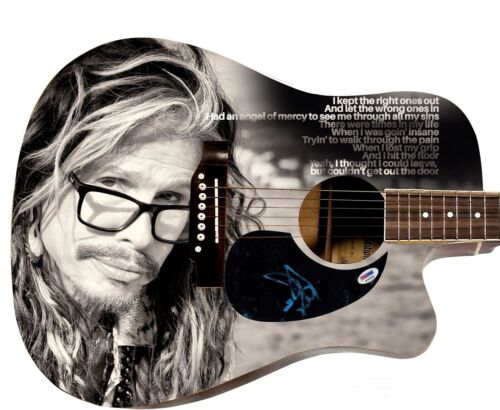 AEROSMITH STEVEN TYLER AUTOGRAPHED 1:1 GRAPHICS PHOTO GUITAR PSA COLLECTIBLE MEMORABILIA