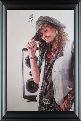AEROSMITH STEVEN TYLER SIGNED TILTING HAT FRAMED 24×36 CANVAS PHOTO PRINT ACOA COLLECTIBLE MEMORABILIA