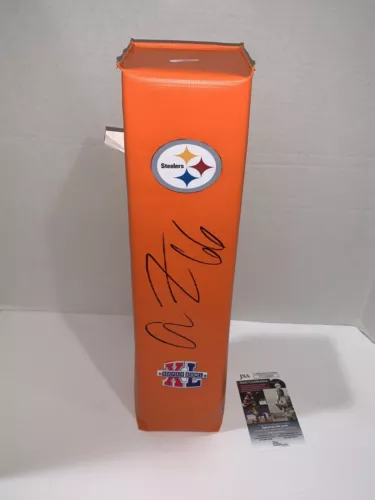 ALAN FANECA SIGNED PITTSBURGH STEELERS TOUCHDOWN PYLON SUPER BOWL XL JSA COA COLLECTIBLE MEMORABILIA