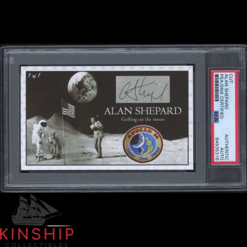 ALAN SHEPARD SIGNED 3×5 CUSTOM CARD CUT PSA DNA SLABBED AUTO MOONWALKER C2449 COLLECTIBLE MEMORABILIA