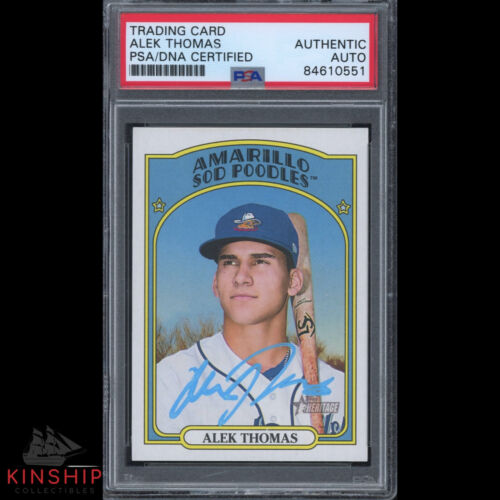 ALEK THOMAS SIGNED 2021 TOPPS HERITAGE TRADING CARD PSA DNA SLABBED AUTO C2213 COLLECTIBLE MEMORABILIA