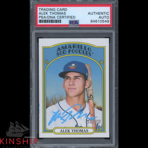 ALEK THOMAS SIGNED 2021 TOPPS HERITAGE TRADING CARD PSA DNA SLABBED AUTO C2265 COLLECTIBLE MEMORABILIA