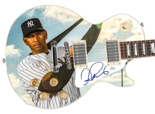 ALEX RODRIGUEZ NEW YORK NY YANKEES SIGNED CUSTOM GRAPHICS 1/1 PHOTO GUITAR ACOA COLLECTIBLE MEMORABILIA