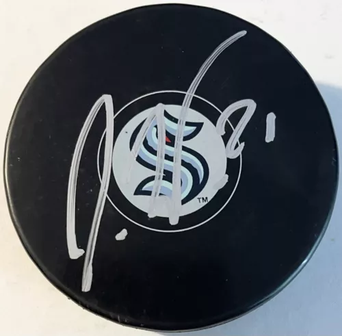 ALEX WENNBERG SIGNED AUTOGRAPHED SEATTLE KRACKEN LOGO HOCKEY PUCK PSA/DNA COLLECTIBLE MEMORABILIA