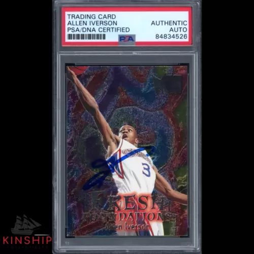 ALLEN IVERSON SIGNED 1997 FLEER METAL FRESH FOUNDATIONS PSA DNA SLAB AUTO C2942 COLLECTIBLE MEMORABILIA