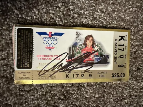 ARIE LUYENDYK (1990 WINNER) SIGNED INDIANAPOLIS INDY 500 TICKET 1991 RACE COLLECTIBLE MEMORABILIA