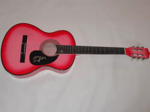 ASHLEY CAMPBELL SIGNED HOT PINK ACOUSTIC GUITAR COUNTRY SUPERSTAR GLENN RARE COLLECTIBLE MEMORABILIA