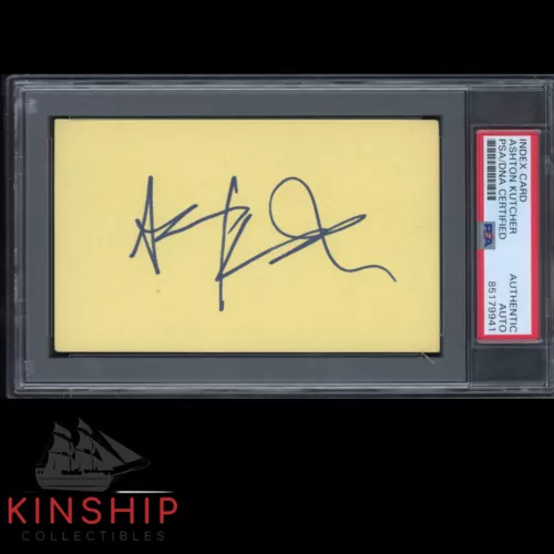 Ashton Kutcher signed 3x5 Index Card PSA DNA Slabbed Actor Vintage Auto C2741