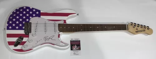 BEN FOLDS SIGNED USA FLAG ELECTRIC GUITAR BEN FOLDS FIVE RARE JSA COA COLLECTIBLE MEMORABILIA