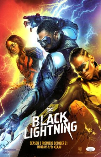 BLACK LIGHTNING CAST AUTOGRAPHED 11X17 POSTER WILLIAMS JONE III +4 JSA XX76733 COLLECTIBLE MEMORABILIA