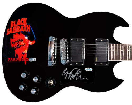 Black Sabbath Autographed 1/1 Custom Graphics Photo Guitar BAS Witness BAS