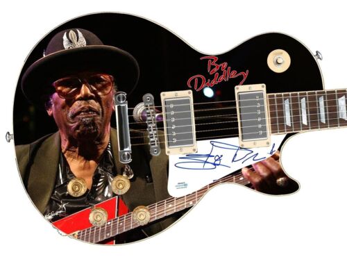 BO DIDDLEY AUTOGRAPHED CUSTOM GRAPHICS 1/1 PHOTO GUITAR ACOA COLLECTIBLE MEMORABILIA