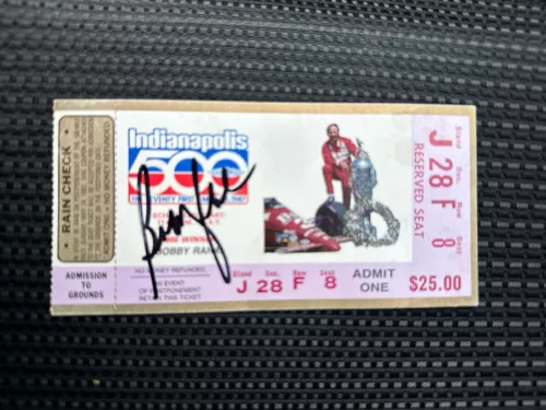 BOBBY RAHAL (1986 WIN) SIGNED INDIANAPOLIS INDY 500 TICKET 1987 RACE COLLECTIBLE MEMORABILIA