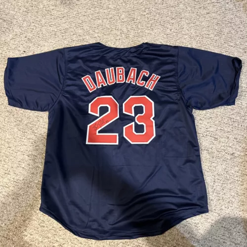 BOSTON RED SOX- BRIAN DAUBACH SIGNED AUTOGRAPH JERSEY COA WORLD SERIES CHAMP COLLECTIBLE MEMORABILIA