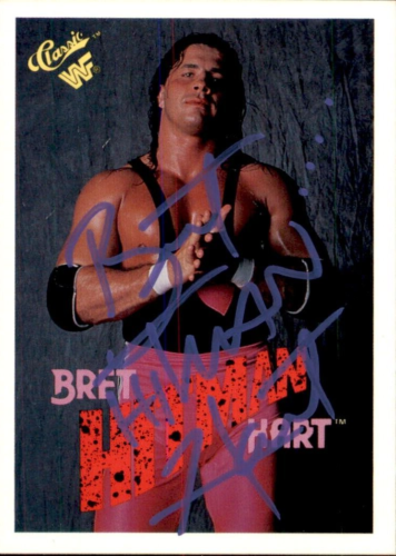 BRET “HITMAN” HART SIGNED 1989 CLASSIC WWF CARD #136 WWE COLLECTIBLE MEMORABILIA