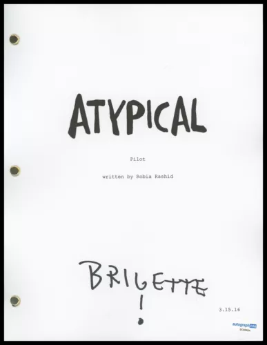 BRIGETTE LUNDY-PAINE “ATYPICAL” AUTOGRAPH SIGNED FULL PILOT EPISODE SCRIPT ACOA COLLECTIBLE MEMORABILIA