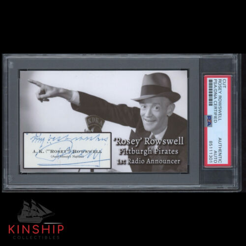 BROADCASTER ROSEY ROWSWELL SIGNED 3×5 CUSTOM CARD PSA SLAB FRICK HOF? AUTO C2381 COLLECTIBLE MEMORABILIA