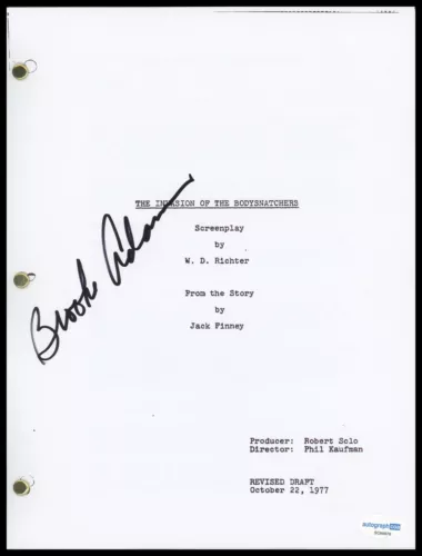 BROOKE ADAMS “INVASION OF THE BODY SNATCHERS” AUTOGRAPH SIGNED SCRIPT SCREENPLAY COLLECTIBLE MEMORABILIA