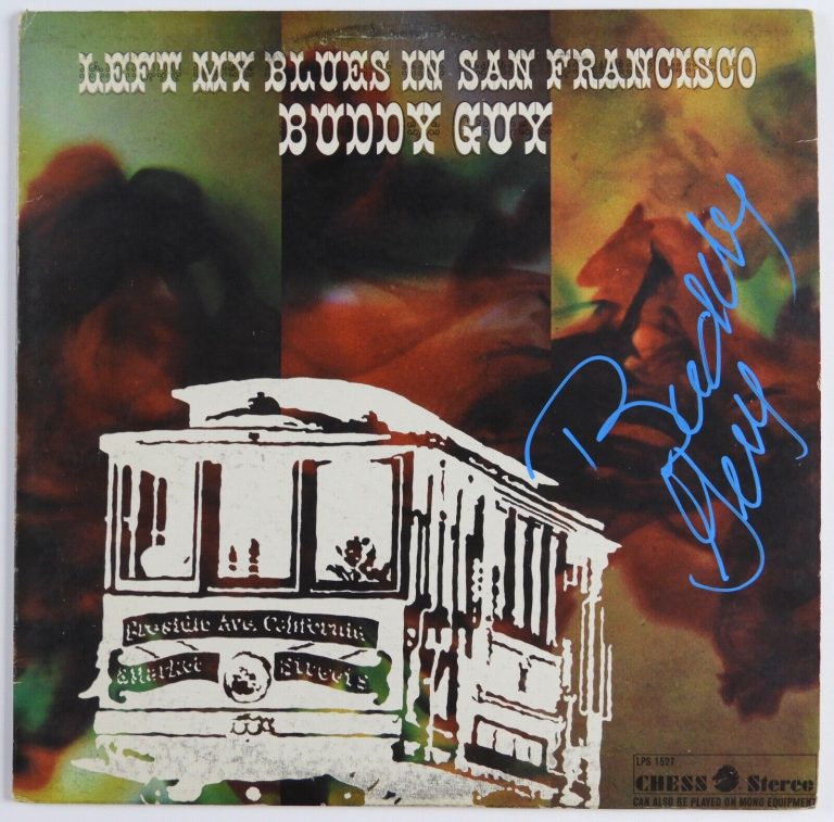 BUDDY GUY JSA SIGNED AUTOGRAPH RECORD VINYL LEFT MY BLUES IN SAN FRANCISCO COLLECTIBLE MEMORABILIA
