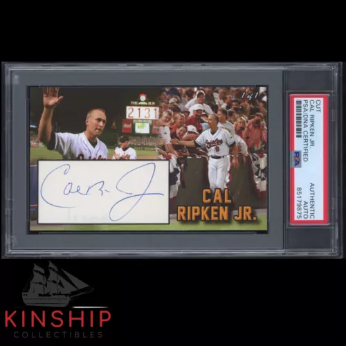 CAL RIPKEN JR SIGNED 3×5 CUSTOM CARD CUT PSA DNA SLABBED ORIOLES HOF AUTO C2814 COLLECTIBLE MEMORABILIA
