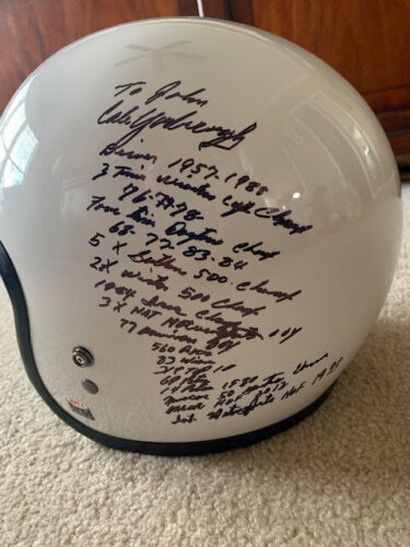 CALE YARBOROUGH SIGNED FULL SIZE BELL RACING HELMET 16 INSCRIPTIONS JSA COLLECTIBLE MEMORABILIA