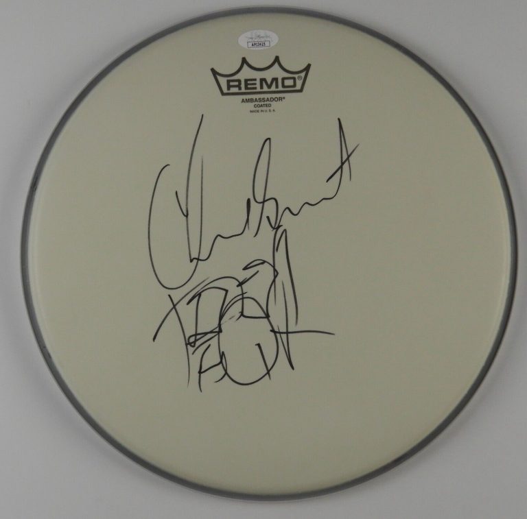 CHAD SMITH RED HOT CHILI PEPPERS JSA AUTOGRAPH SIGNED DRUM HEAD 12″ DRAWING COLLECTIBLE MEMORABILIA