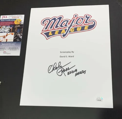 CHELCIE ROSS SIGNED MAJOR LEAGUE FULL MOVIE SCRIPT EDDIE HARRIS JSA COA