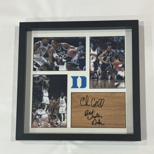 CHRIS CARRAWELL SIGNED FRAMED 12X12 FLOORBOARD COLLAGE DUKE BLUE DEVILS PROOF COLLECTIBLE MEMORABILIA