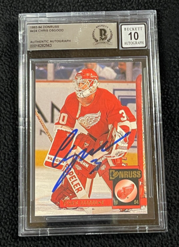CHRIS OSGOOD SIGNED 1993/94 DONRUSS ROOKIE CARD #424 BAS CERTIFIED AUTO GRADE 10 COLLECTIBLE MEMORABILIA