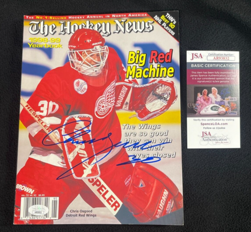 CHRIS OSGOOD SIGNED DETROIT RED WINGS THE HOCKEY NEWS YEARBOOK MAGAZINE JSA COA COLLECTIBLE MEMORABILIA