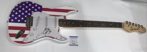 CHRISTONE KINGFISH INGRAM SIGNED USA FLAG ELECTRIC GUITAR BLUES LEGEND PSA COA COLLECTIBLE MEMORABILIA