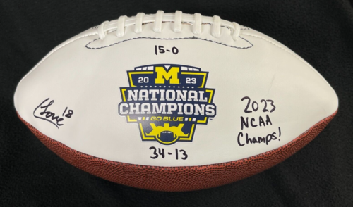 COLSTON LOVELAND SIGNED & INSCRIBED MICHIGAN WOLVERINES NATIONAL CHAMPS FOOTBALL COLLECTIBLE MEMORABILIA