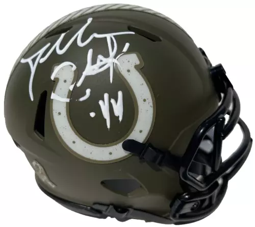 DALLAS CLARK SIGNED COLTS SALUTE TO SERVICE FOOTBALL MINI HELMET JSA COLLECTIBLE MEMORABILIA