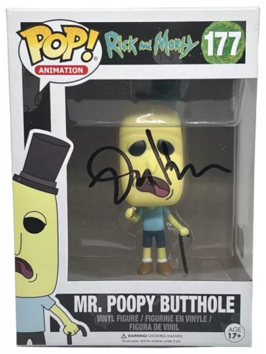 DAN HARMON SIGNED RICK AND MORTY FUNKO POP MR POOPY BUTTHOLE AUTOGRAPH BAS COA COLLECTIBLE MEMORABILIA