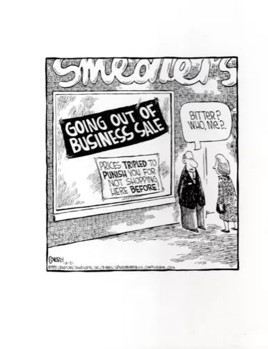 DAVE COVERLY SIGNED ORIGINAL SPEED BUMP PEN+INK DAILY 1995 OUT OF BUSINESS COLLECTIBLE MEMORABILIA