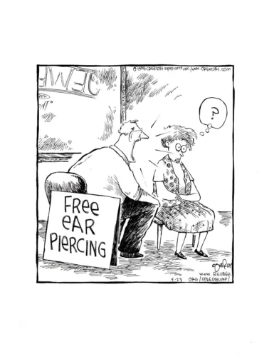 DAVE COVERLY SIGNED ORIGINAL SPEED BUMP PEN+INK DAILY 1998 EAR PIERCING COLLECTIBLE MEMORABILIA