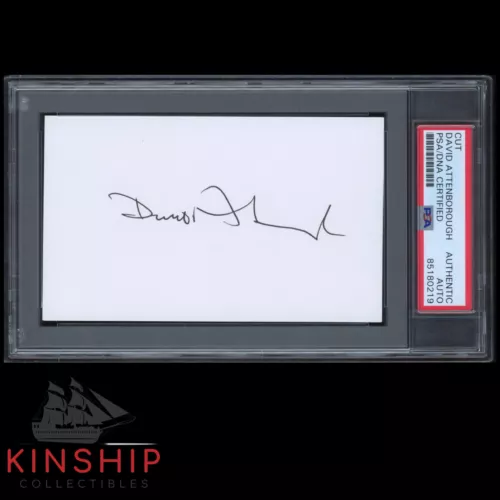 DAVID ATTENBOROUGH SIGNED 3×5 INDEX CARD PSA DNA SLABBED RARE BOLD AUTO C2807 COLLECTIBLE MEMORABILIA