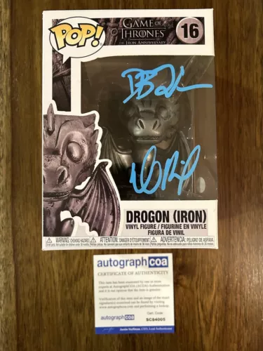 DAVID BENIOFF & DB WEISS ‘GAME OF THRONES’ CREATORS SIGNED FUNKO POP ACOA GOT COLLECTIBLE MEMORABILIA