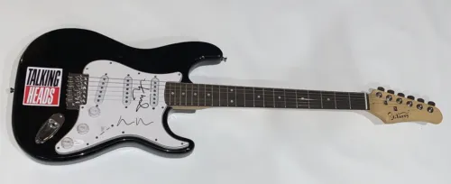DAVID BYRNE JERRY HARRISON SIGNED ELECTRIC GUITAR THE TALKING HEADS JSA COA COLLECTIBLE MEMORABILIA