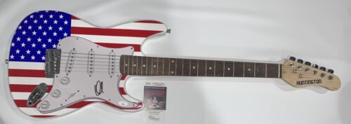 DAVID DRAIMAN SIGNED USA FLAG ELECTRIC GUITAR DISTURBED PROOF DAVE JSA COA COLLECTIBLE MEMORABILIA