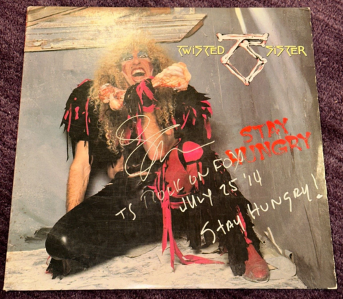 DEE SNIDER SIGNED TWISTED SISTER STAY HUNGRY LP ALBUM COVER W/ INSC BECKETT AUTH COLLECTIBLE MEMORABILIA