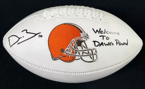 DEVIN BUSH SIGNED & INSCRIBED CLEVELAND BROWNS FOOTBALL JSA COA COLLECTIBLE MEMORABILIA