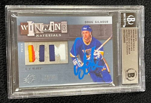 DOUG GILMOUR SIGNED 2009/10 SPX WINNING MATERIALS PATCHES CARD BAS CERTIFIED COLLECTIBLE MEMORABILIA