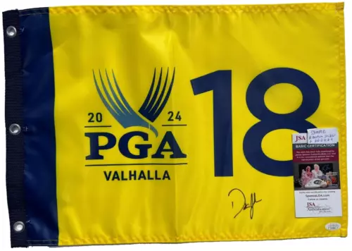 DUSTIN JOHNSON SIGNED 2024 PGA CHAMPIONSHIP PIN FLAG VALHALLA GOLF JSA COLLECTIBLE MEMORABILIA