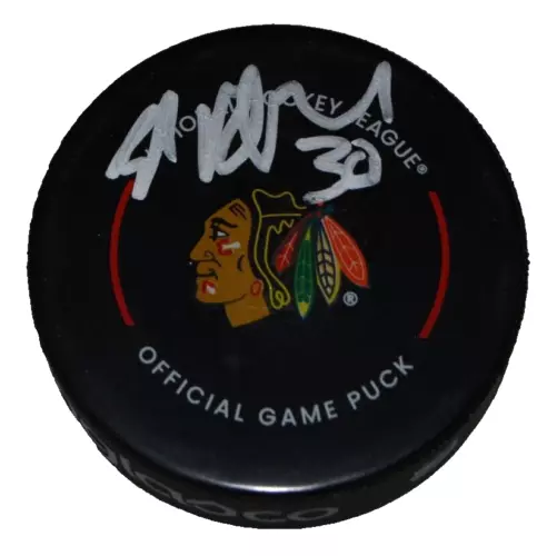 ED BELFOUR SIGNED (CHICAGO BLACKHAWKS) OFFICIAL GAME HOCKEY PUCK BECKETT BM41946 COLLECTIBLE MEMORABILIA