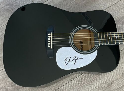 ELVIE SHANE SIGNED AUTOGRAPH BLACK 41″ FULL SIZE SONART ACOUSTIC GUITAR “MY BOY” COLLECTIBLE MEMORABILIA